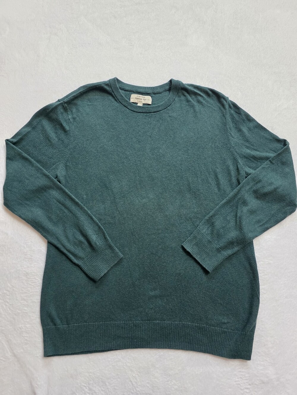 Hawker Rye Cotton Cashmere Sweater Mens M Teal Green Crewneck
